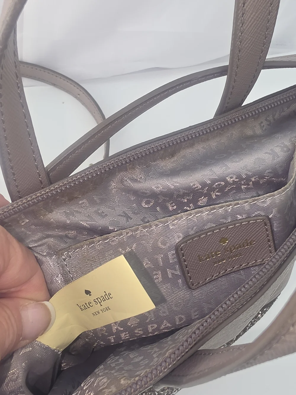 kate spade Taupe Shoulder Bag with Glitter Base and Gold Hardware